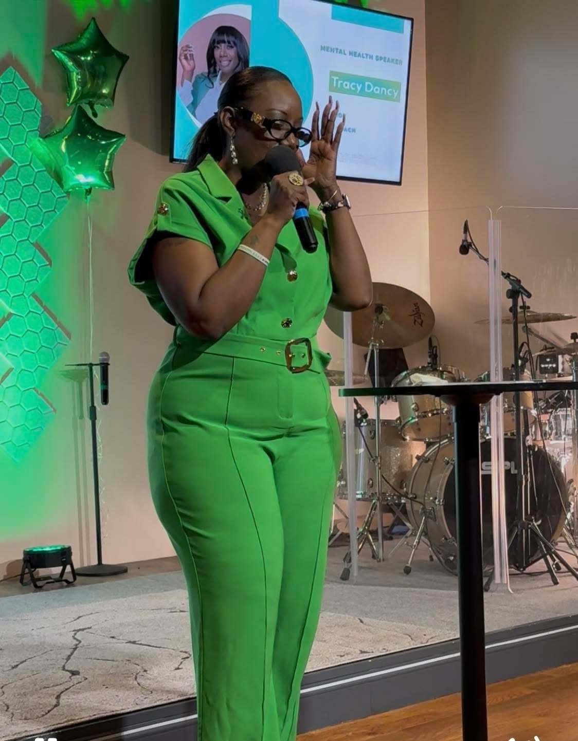 Dr. Tracy J. Dancy speaking at a community event